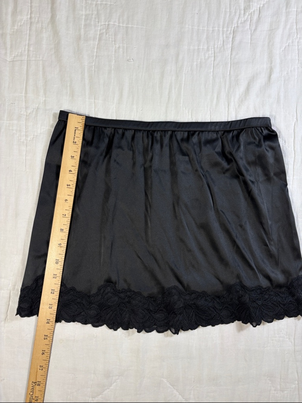 NWT Auden Women's Black Satin Lace Trim Half Slip Skirt Lingerie‎ Underskirt New - Picture 6 of 10
